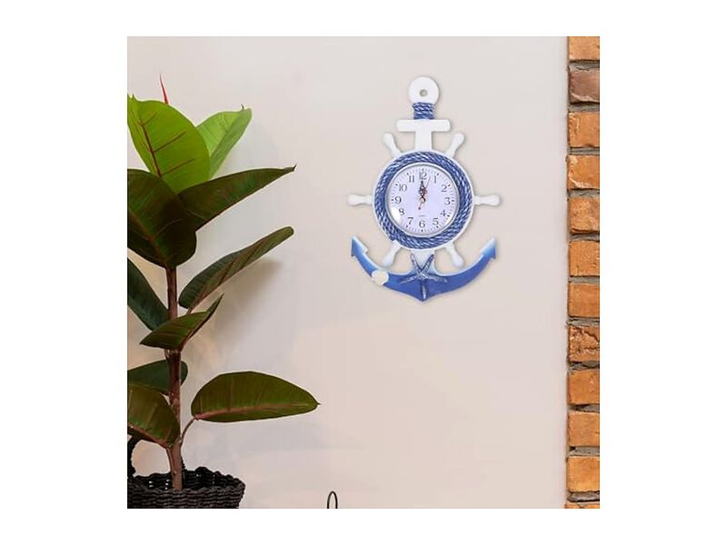 Digital Anchor Mediterranean Style Boat Wall Clock Coastal Home Decor image number 2