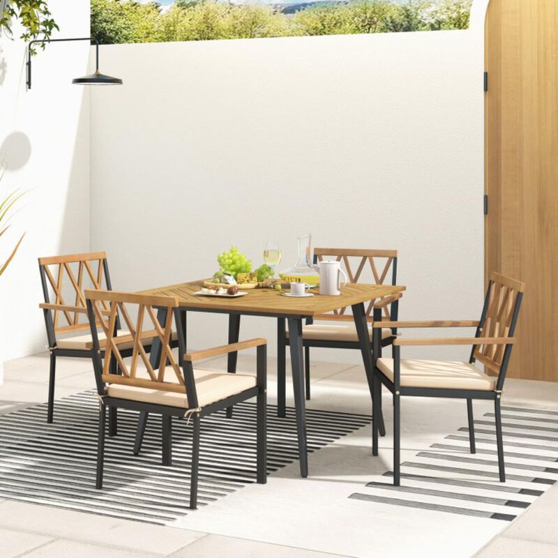 Hivvago Outdoor Dining Table and Chairs with Cushions and 1.9 inches Umbrella Hole