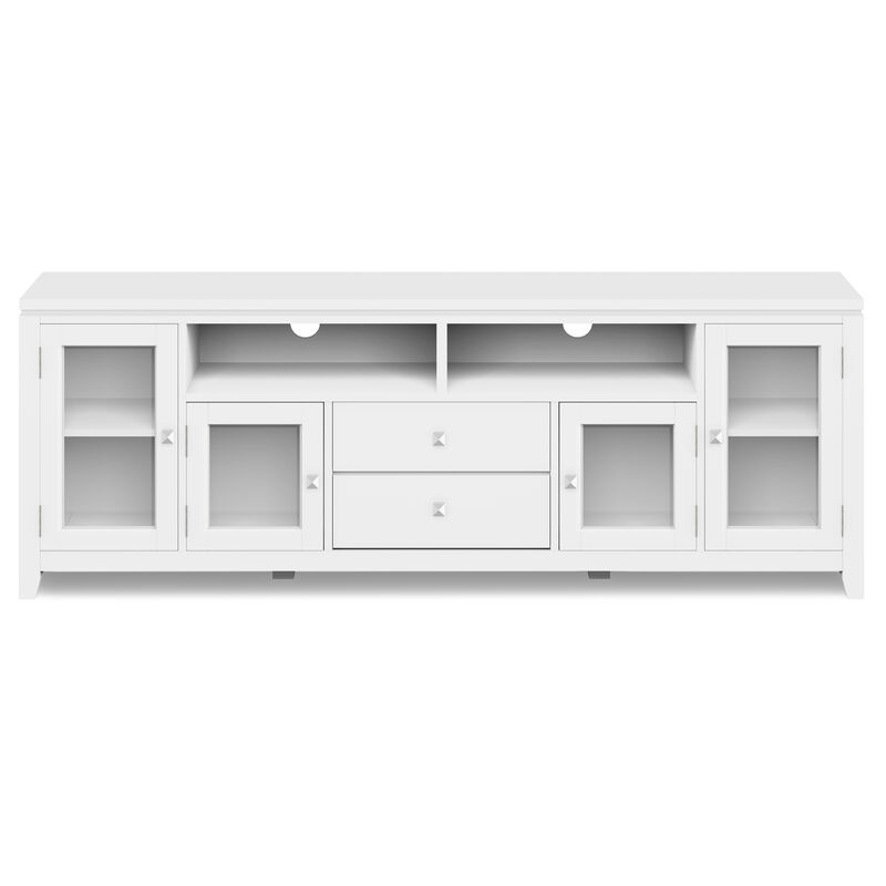 Cosmopolitan SOLID WOOD 72 inch Wide Contemporary TV Media Stand in White For TVs up to 80 inches
