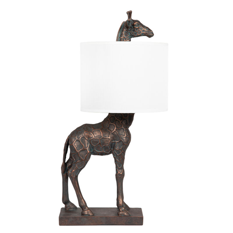 Giraffe Table Lamp with Linen Shade, Bronze Finish image number 5