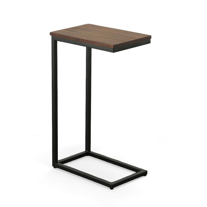 Carolina Living Aggie C-Form Accent Table - Chestnut Top - Black Base