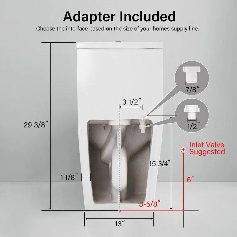 Bothwa Home 14.97"W CUPC Certified, One Piece Elongated Confort Height Toilet, Super Quite Flushing, Dual Flush, Ceramic, Watersense, Leak Resistant image number 3
