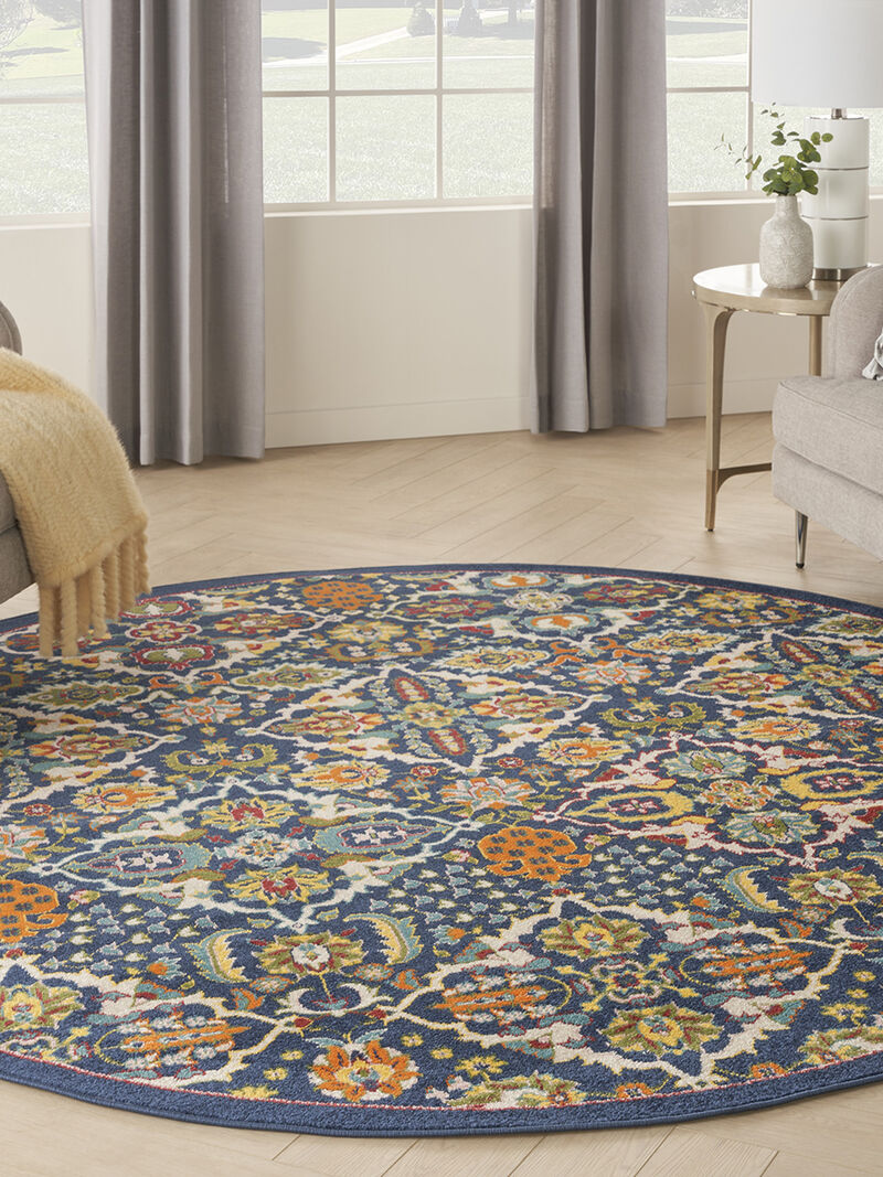 Allur ALR03 Navy/Multicolor 5'3" x Round Rug