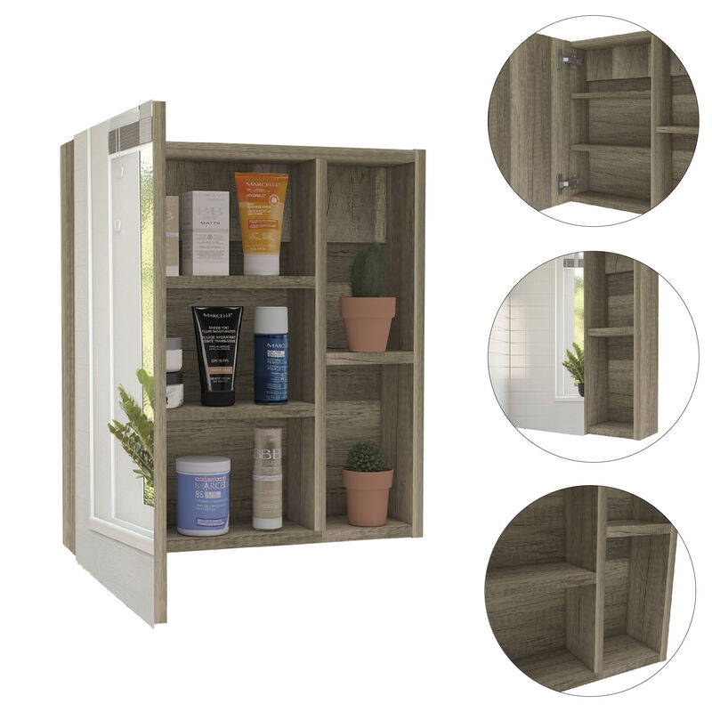 DEPOT E-SHOP Andes Medicine Single Door Cabinet With Mirror, Five Interior Shelves, White
