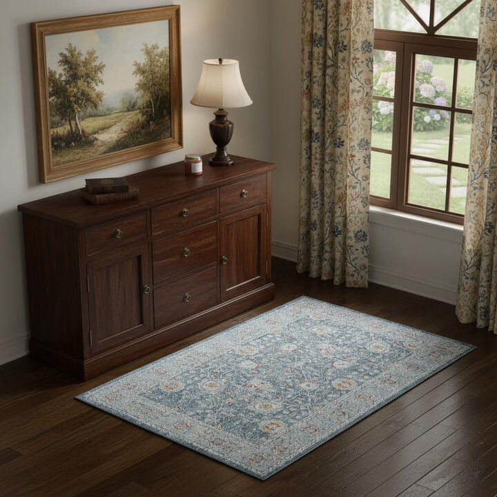 HomeRoots Floral Area Rug With UV Protection