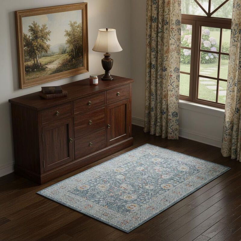 HomeRoots Floral Area Rug With UV Protection image number 1