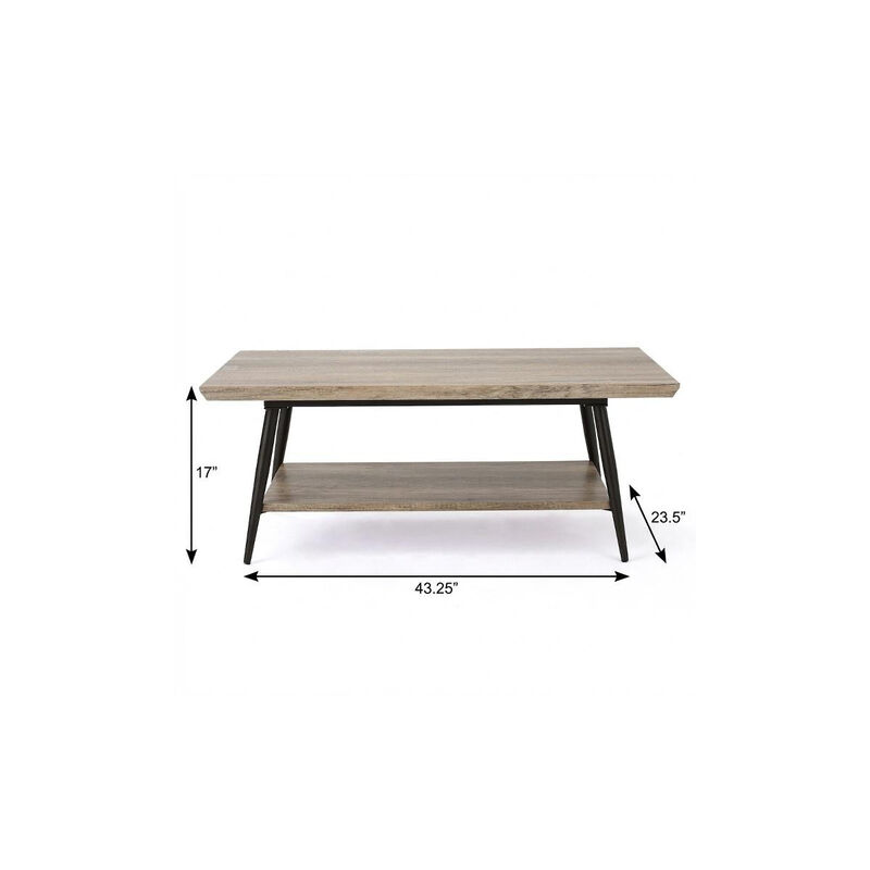 HomeRoots 43" Gray and Black Wood Coffee Table image number 6