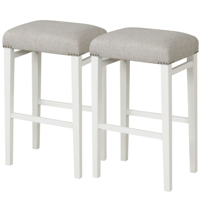 Hivago 2 Pieces 24.5/29.5 Inch Backless Barstools with Padded Seat Cushions