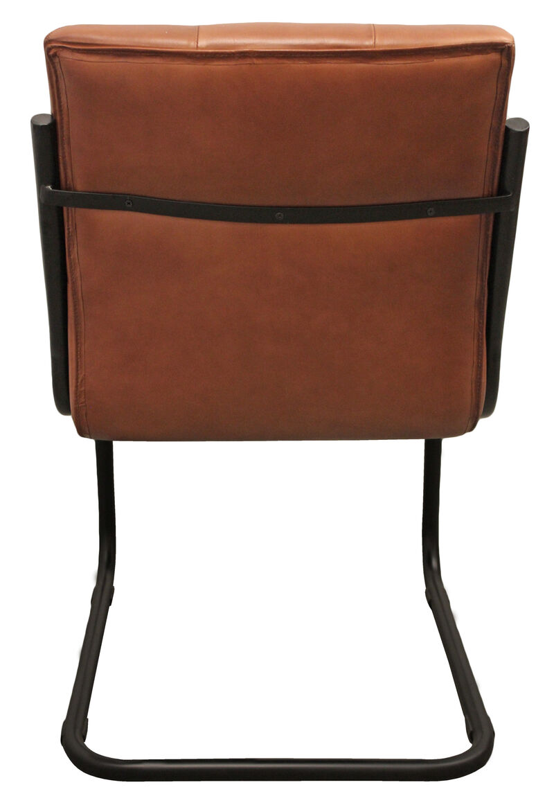 HomeRoots Tufted Cinnamon and Black Upholstered Leather Dining Side Chair image number 3