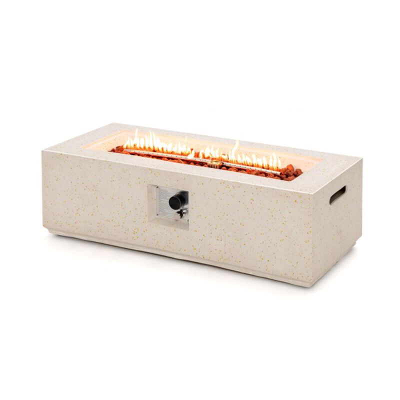 Hivvago 42 Inch 50 000 BTU Rectangle Terrazzo Fire Pit Table with PVC Cover