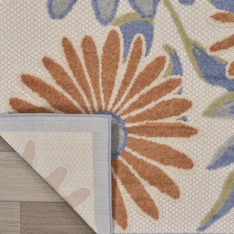 HomeRoots 4' X 6' Beige Floral Indoor Outdoor Area Rug image number 4