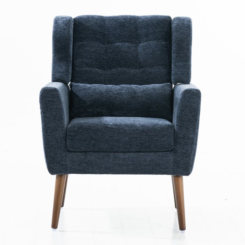 Mondawe Modern Accent Chair, Chenille Upholstered Armchair Comfy Padded Lounge with Pillow