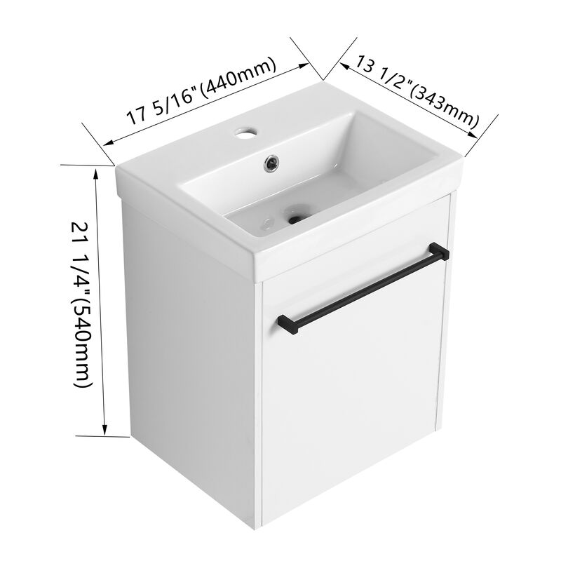 TATEUS 18'' Wall-Mounted Bathroom Vanity with Sink