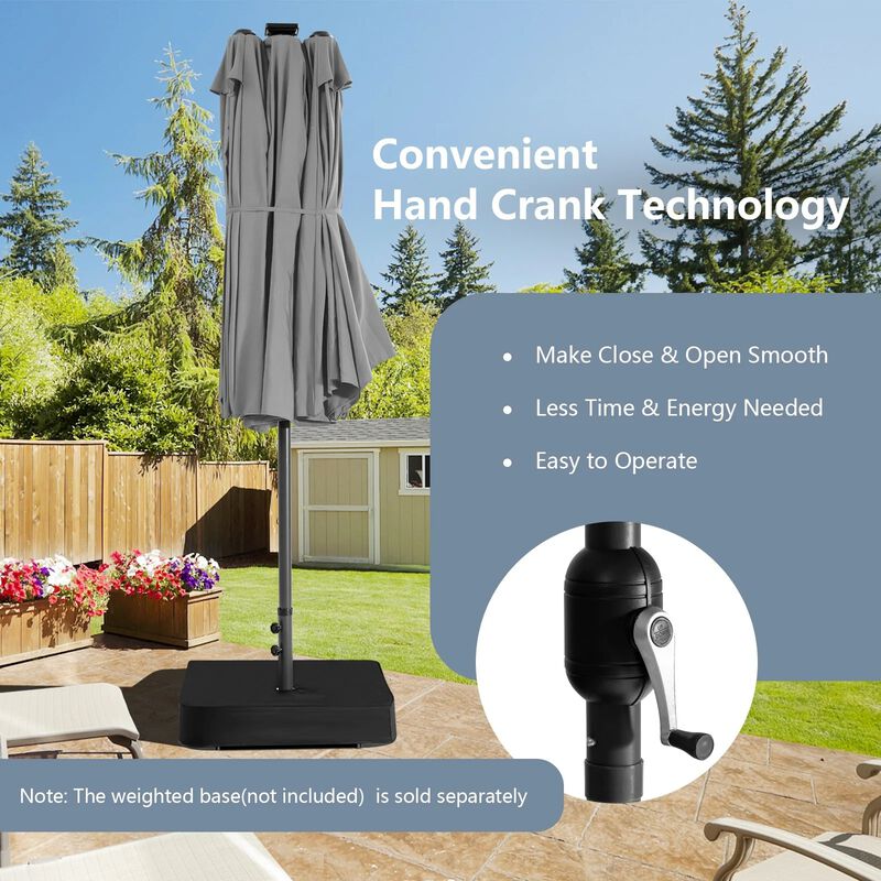 15 Feet Twin Patio Umbrella Double Side Market Umbrella with 48 Solar LED Lights image number 8