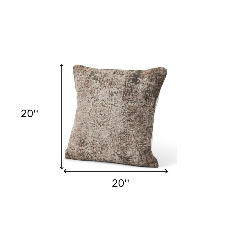 HomeRoots 20" Taupe Chenille Throw Pillow Cover with Texture image number 3