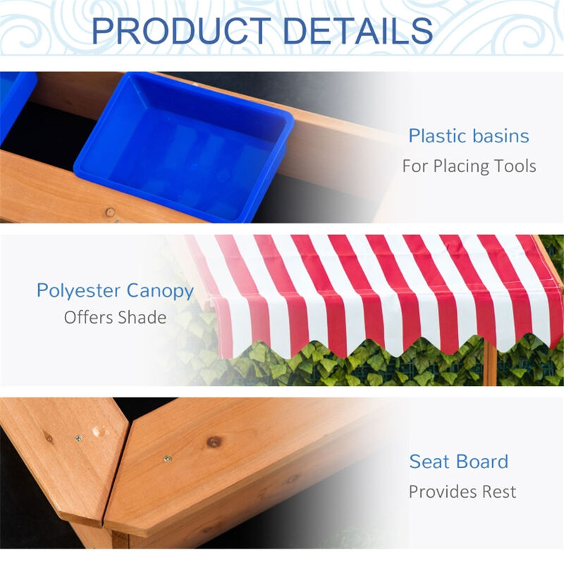 Kids Sandbox Outdoor Sand Play Pit for Backyard Fun