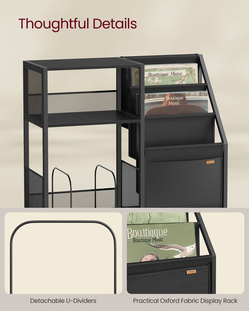 Multi-Level Record Stand &ndash; 3-Tier Vinyl Storage Table for Turntable Setup and 140 Album Capacity