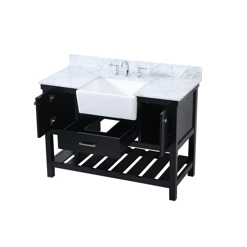 Elegant Kitchen and Bath 48 inch Single bathroom vanity in black with backsplash