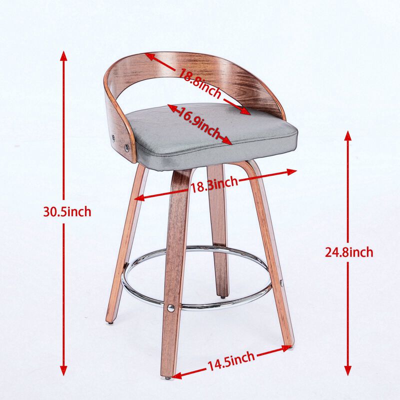 Streamdale Walnut Mid-Century (Set Of 2) with Swivel Seats (25" Counter Height)