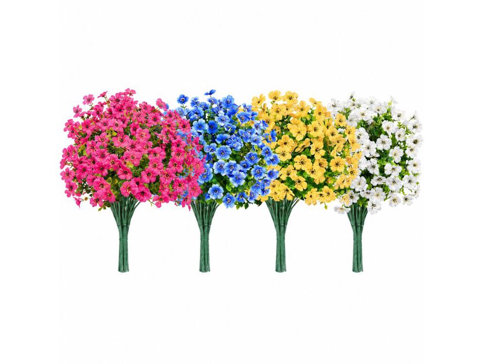 Artificial Flowers Outdoors 16 Bundles UV Resistant Fake Realistic Silk Faux Box