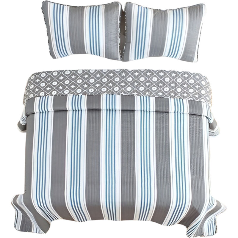 3-Piece Coastal Quilt Set with Starfish and Sand Dollar Design, Soft Bedding