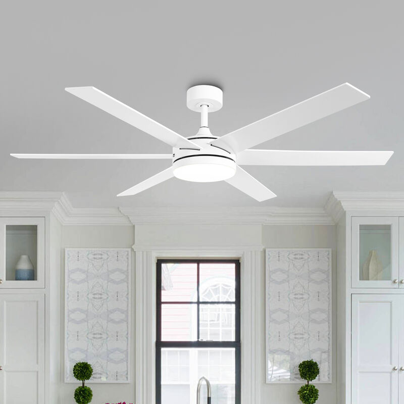 60" Modern White 3CCT Integrated LED Ceiling Fan with Remote