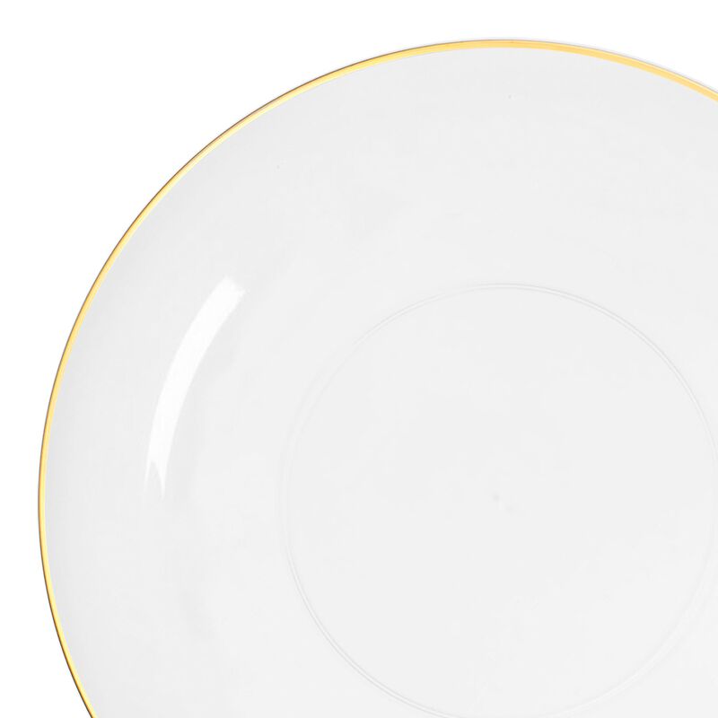 7.5" Clear with Gold Rim Organic Round Plastic Salad Plates (120 Plates) image number 7