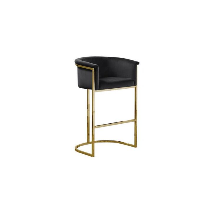 Best Quality Furniture 24 Black Velvet Upholstered Counter Height wih Gold Base Single