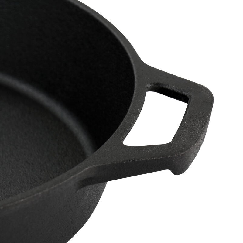 MegaChef 10 Inch Round Preseasoned Cast Iron Frying Pan with Handle in Black
