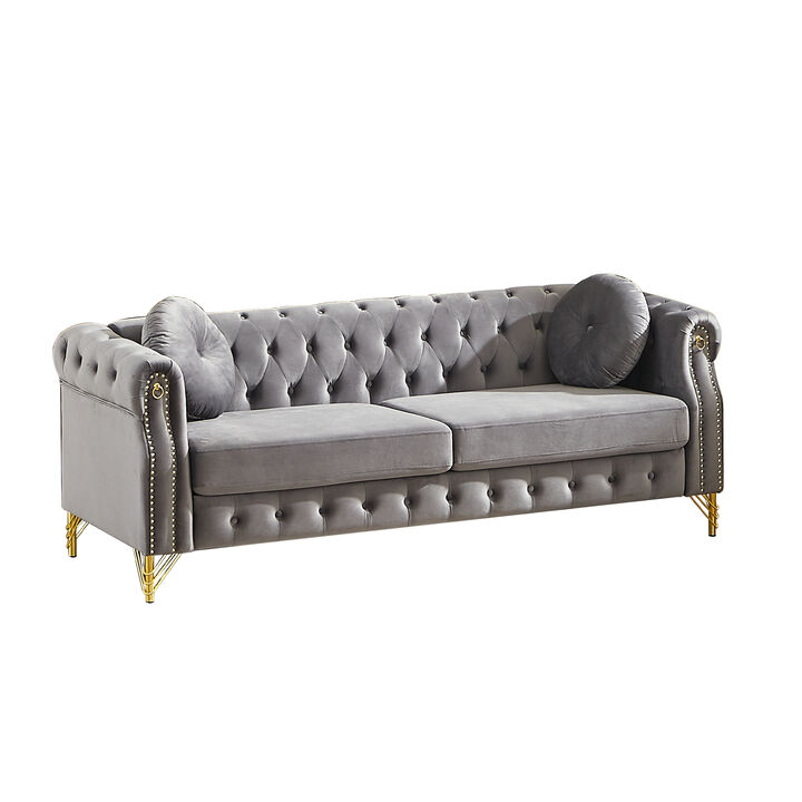 Wapces 82-Inch Velvet Chesterfield sofa