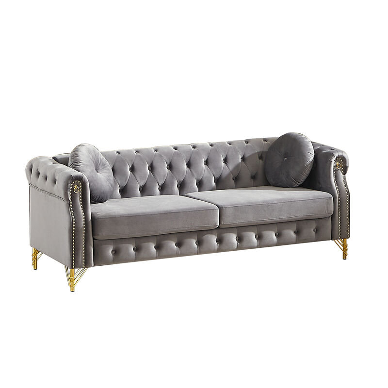 Wapces 82-Inch Velvet Chesterfield sofa image number 0