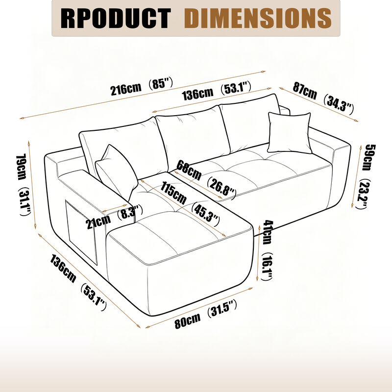 Plizer 85" Cloud Sectional image number 3