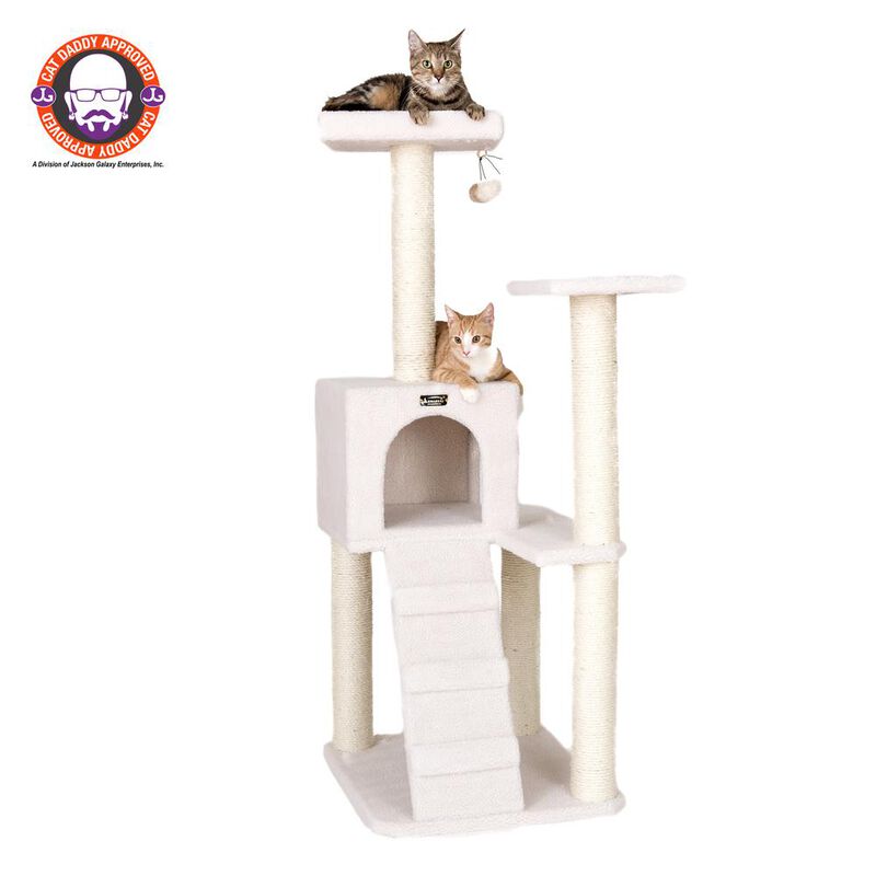 Armarkat Ivory Fleece Covered 53 High Real Wood Cat Tree