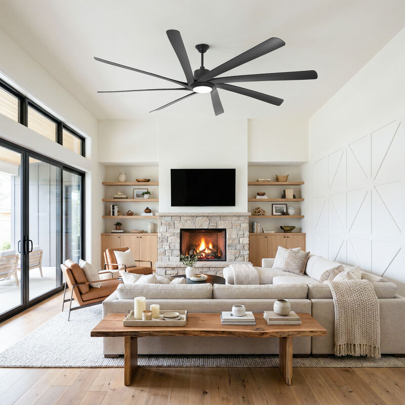 100" Modern Matte Black Reversible Dimmable Aero Blade Ceiling Fan with Light and Remote image number 4