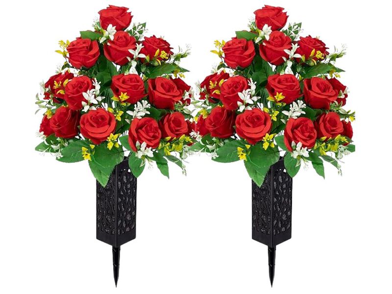 Black Artificial Flowers Outdoor Vase Filler 2 Cemetery Memorial image number 0