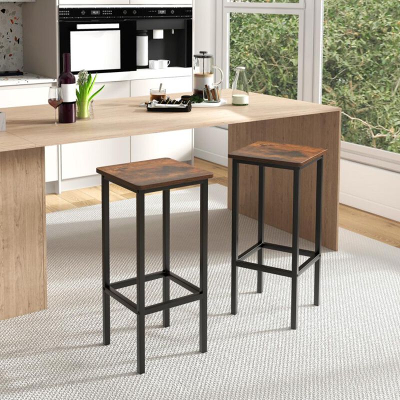 Hivvago Set of 4 Bar Stool Set Bar Chair with Metal Legs and Footrest