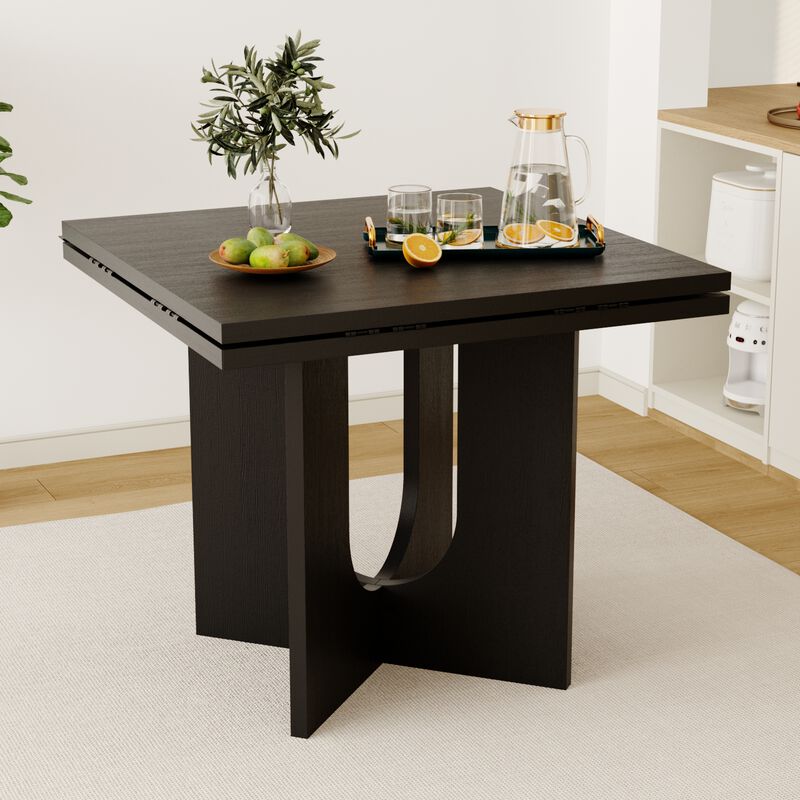 FUFU&GAGA Stylish Foldable Dining Table with Foldable and Fully Thickened Design, Wood Grain Finish, (47.2 in. W x 29.5 in. D x 33.5 in. H), Black