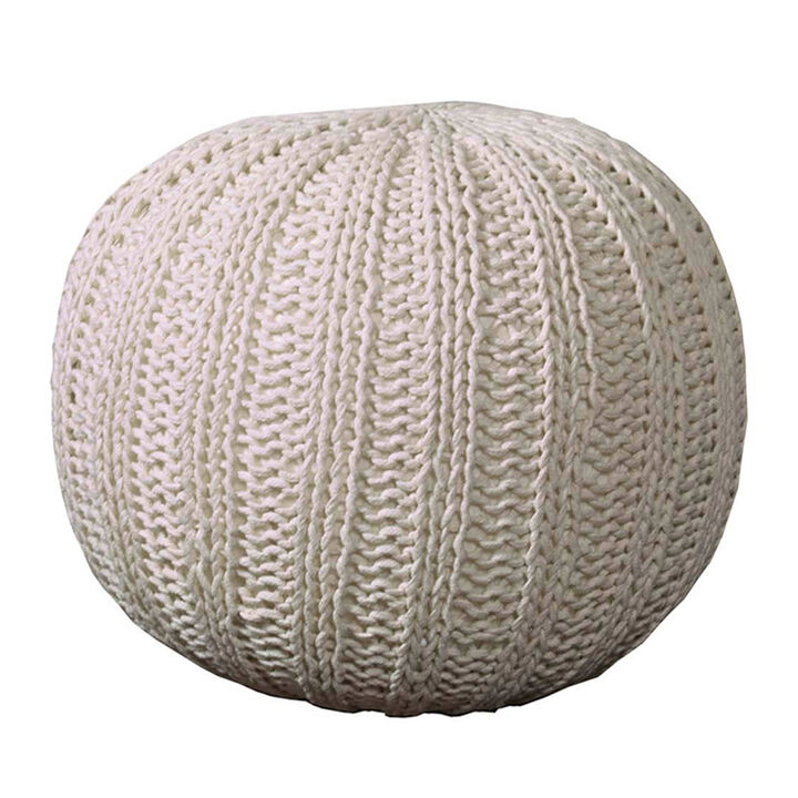 Stylish Round Pouf Ottoman – Soft Cotton Floor Cushion and Footrest