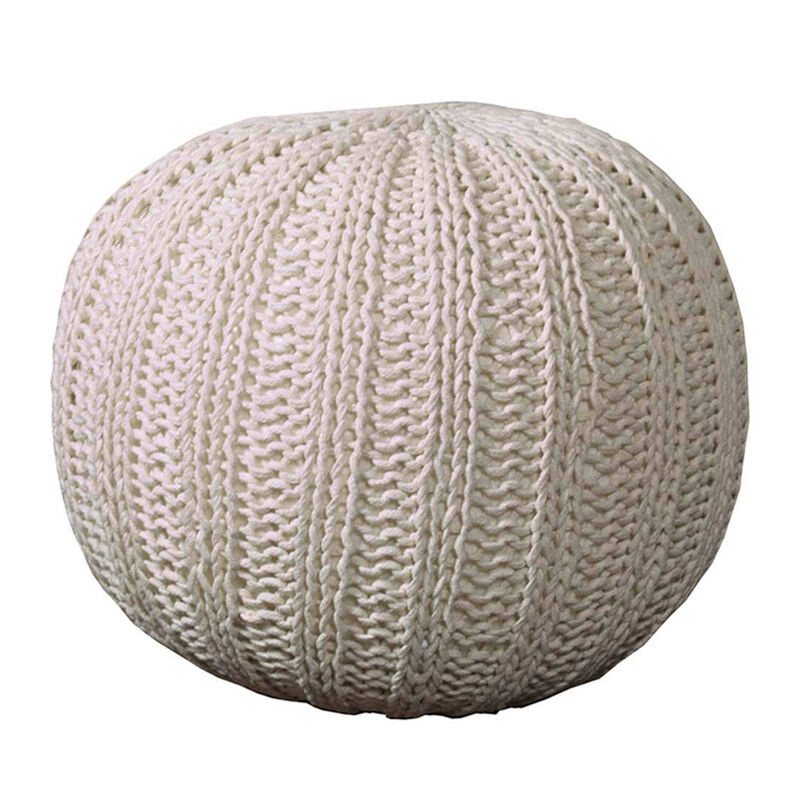 Stylish Round Pouf Ottoman – Soft Cotton Floor Cushion and Footrest