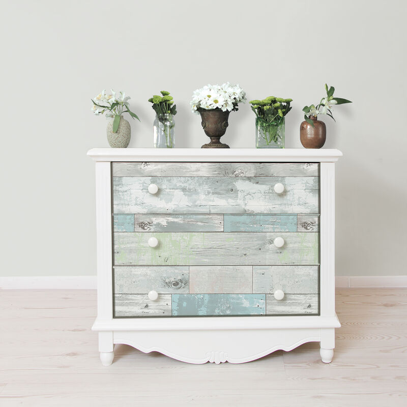 Aqua Beachwood Peel & Stick Wallpaper image number 5