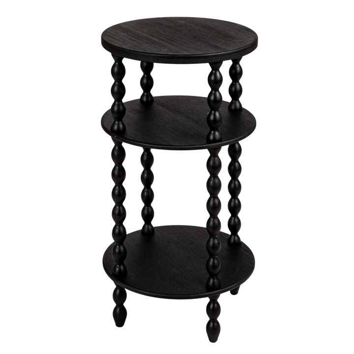 Bobbin Leg Round Wood Accent Table, Black