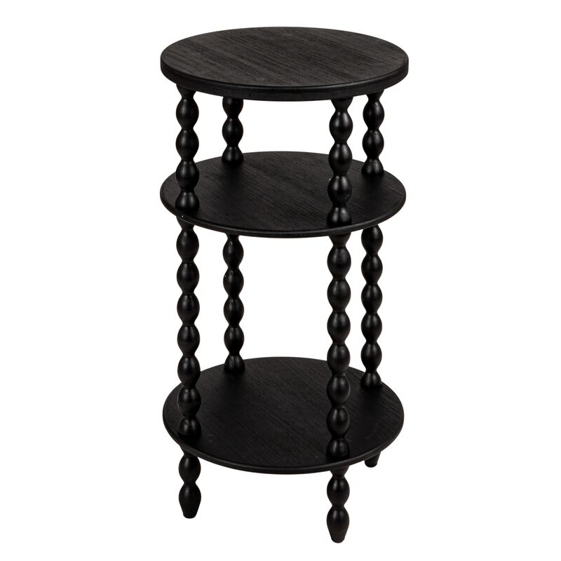 Bobbin Leg Round Wood Accent Table, Black image number 0