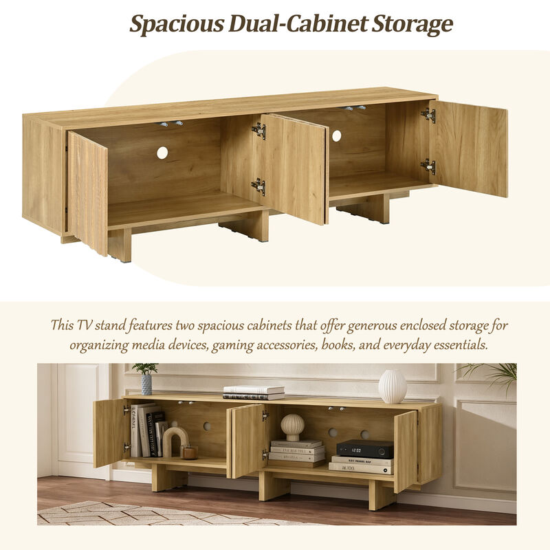 Nankso Retro Style Wood Grain TV Stand image number 5