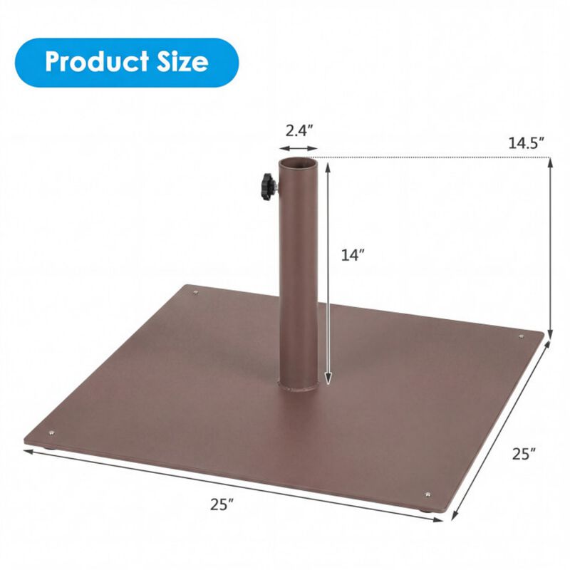25 Inch Square Patio Umbrella Base 42 LBS Weighted image number 3