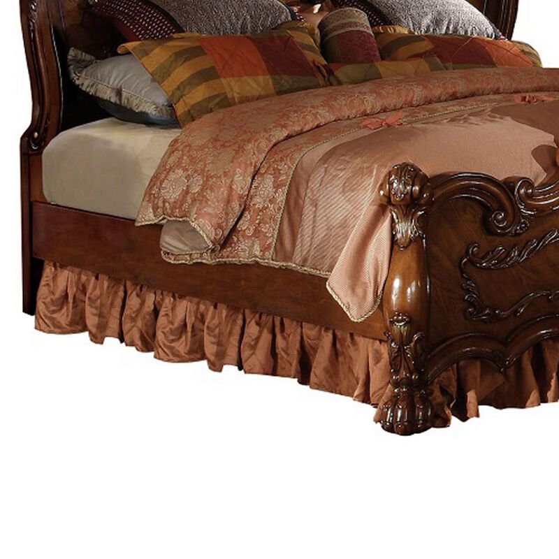 Queen Size Bedroom Set, Brown Finish, 2-Piece Set with Bed and Nightstand image number 4