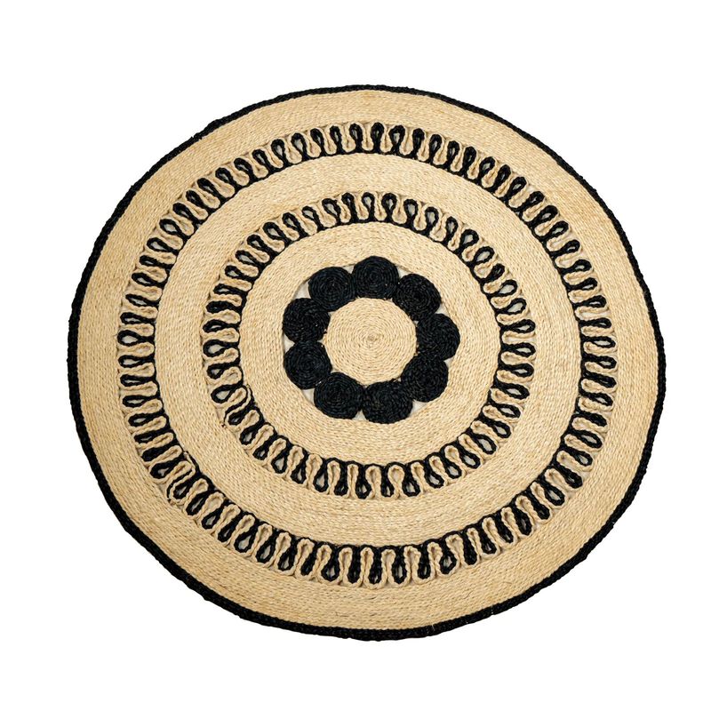Handwoven Round Monochrome Jute Mat image number 0