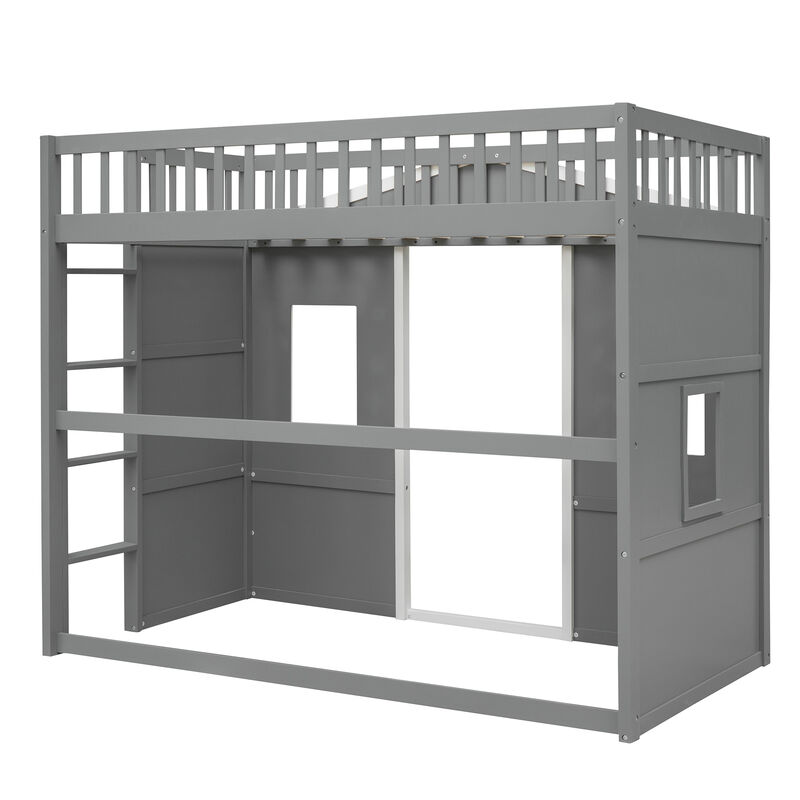 Whisen Elegant Design Twin Size House Loft Bed With Ladder