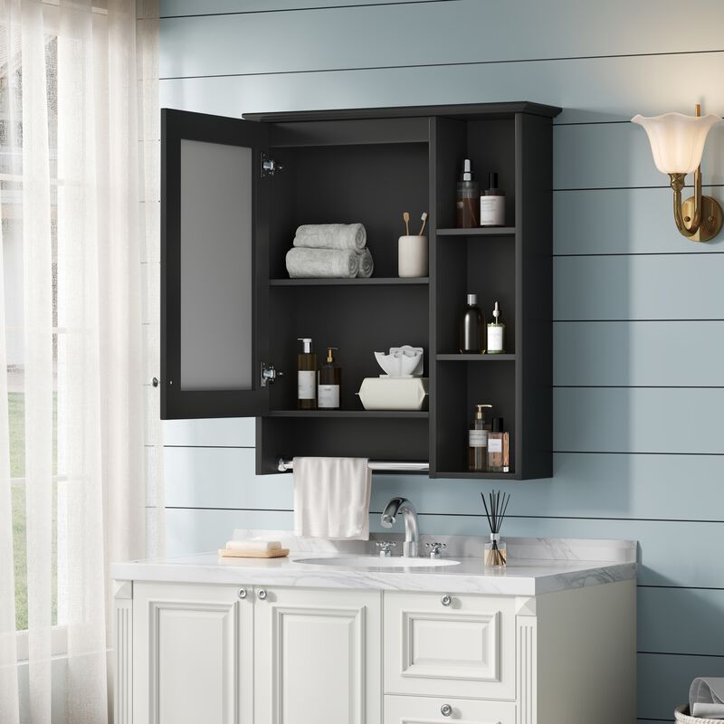ELEMENT ACE Wall Mounted Medicine Cabinet with Adjustable Shelf and Integrated Towel Bar Organization Solution image number 5