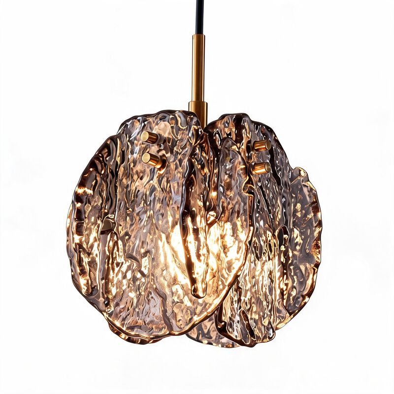 Black and Gold Pendant Light with Smoky Glass Shade, Adjustable Height image number 0