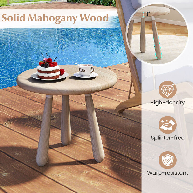 Sturdy Mahogany Wood Side Table for Outdoor Use with Thickened Top-Natural image number 6